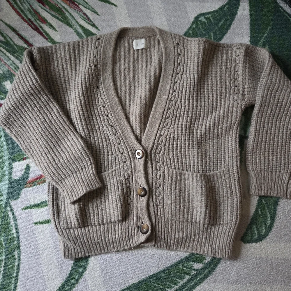 Doen Adelia Beige Alpaca Wool Cardigan Sweater Size Small - Picture 1 of 8